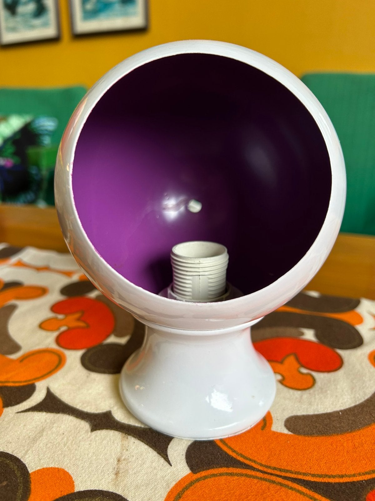 Vintage jaren 80 wit paarse space age eyeball lamp/ bollamp, Ophalen of Verzenden, Huis en Inrichting