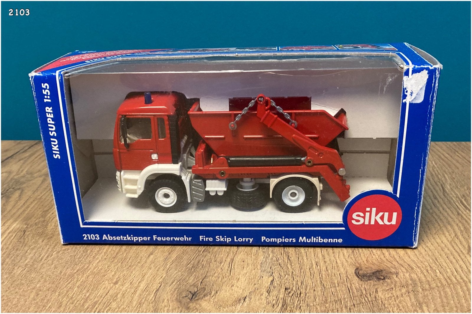 Siku 2103 - MAN Brandweer Afzetcontainer 1:55, Hobby en Vrije tijd, Ophalen, Gebruikt