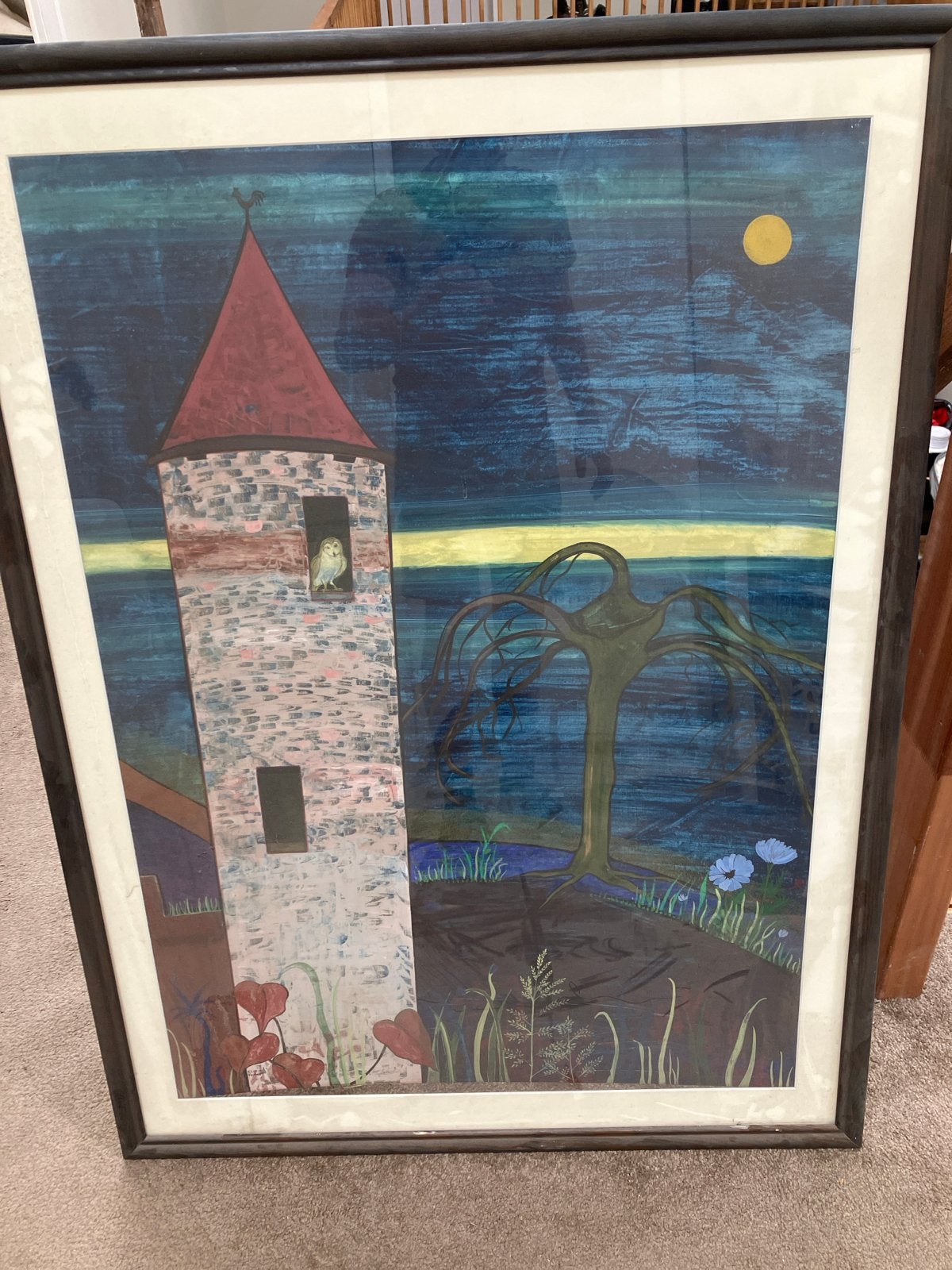 Schilderij 'De Uil in de Toren' door Elze Verhoef, Ophalen, Overige stijlen, Gesigneerd, Overige onderwerpen