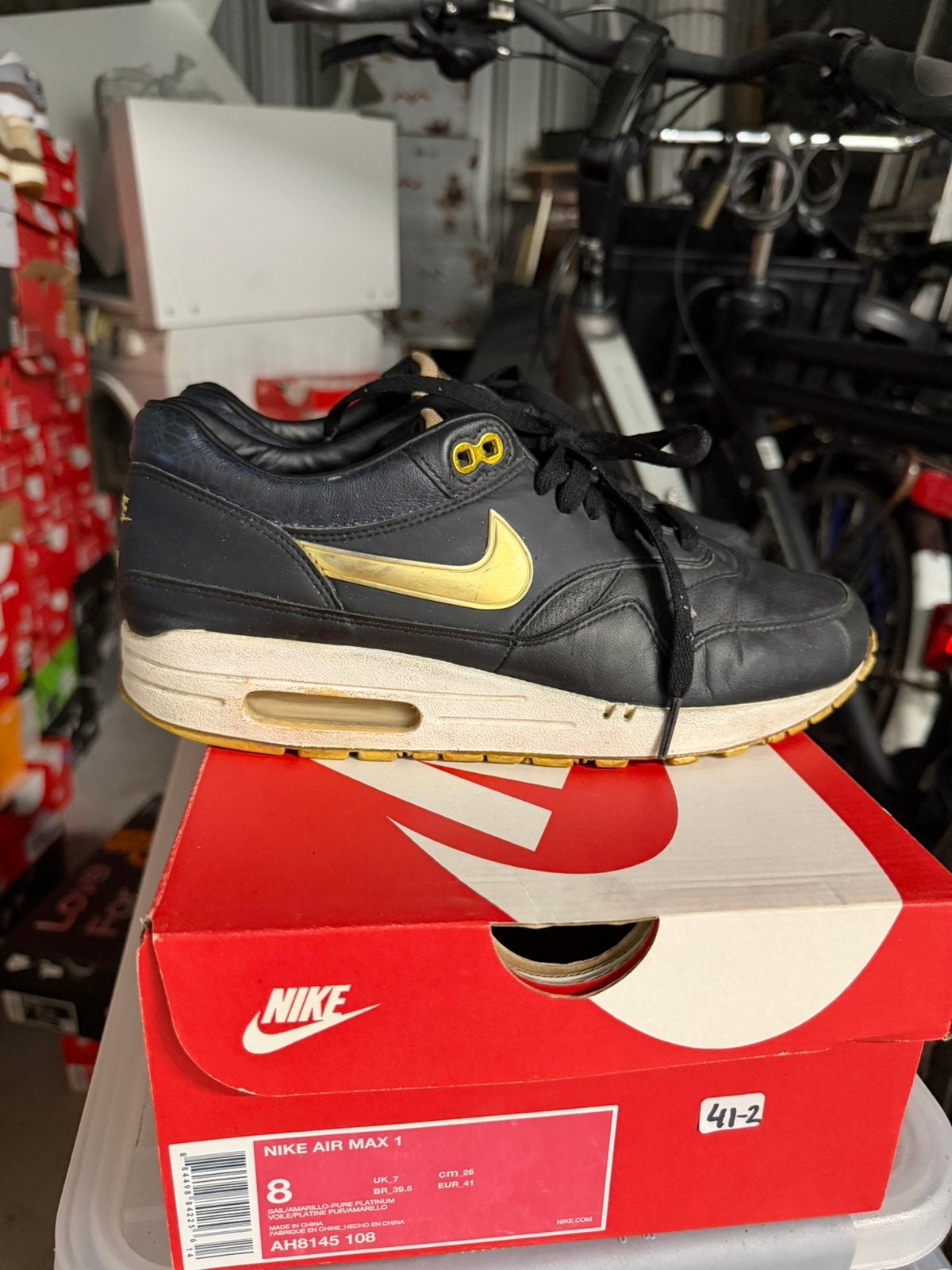 Nike air max 1 Gold Medal 41, Verzenden, Zo goed als nieuw, Overige kleuren