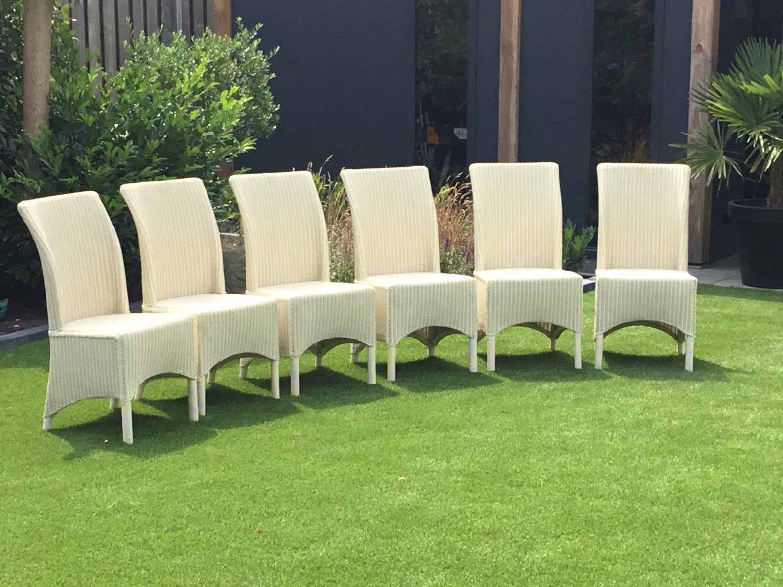 6 Wicker Tuinstoelen Lloyd Loom Stijl, Ophalen, Gebruikt, Wicker