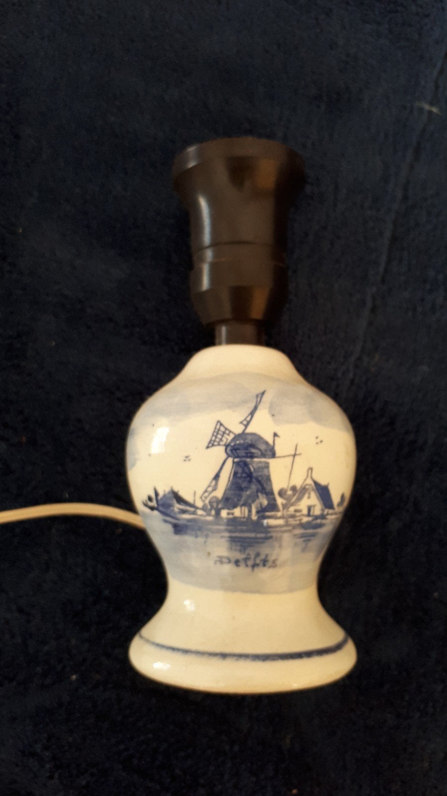 Vintage Delfts blauw tafellampje met molenmotief, Antiek en Kunst, Ophalen