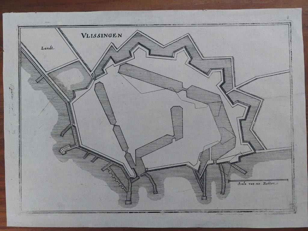 42 Gravure uit 1659 van de stad Vlissingen Van C. Merian, Ophalen of Verzenden