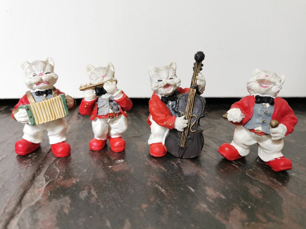 Kattenorkest beeldjes, Ophalen of Verzenden, Gebruikt, Dier