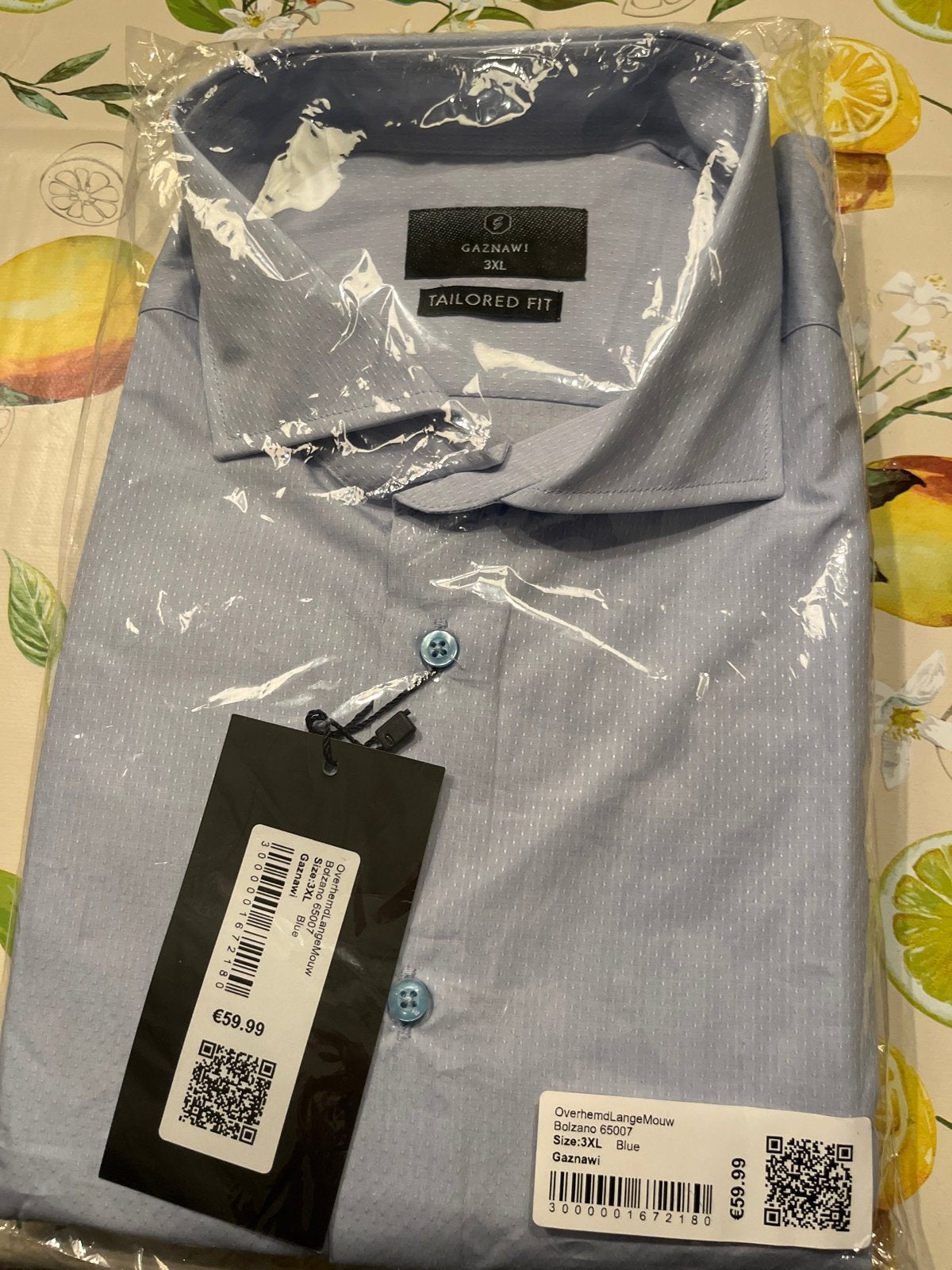 Nieuw Gaznawi overhemd 3XL (valt als XL) - Tailored Fit, Ophalen of Verzenden, Nieuw, Blauw, Halswijdte 43/44 (XL)