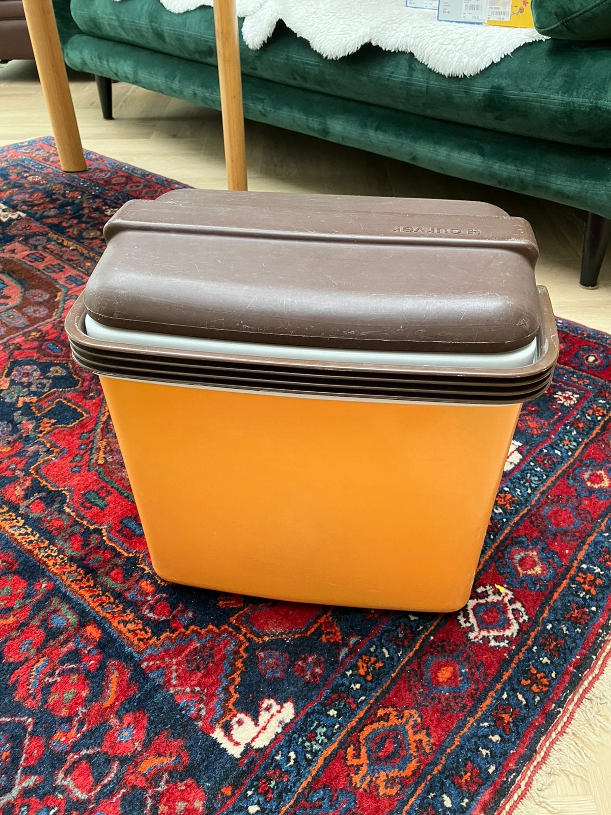 Retro koelbox picknickbox oranje bruin curver, Ophalen, Gebruikt, Koelelement