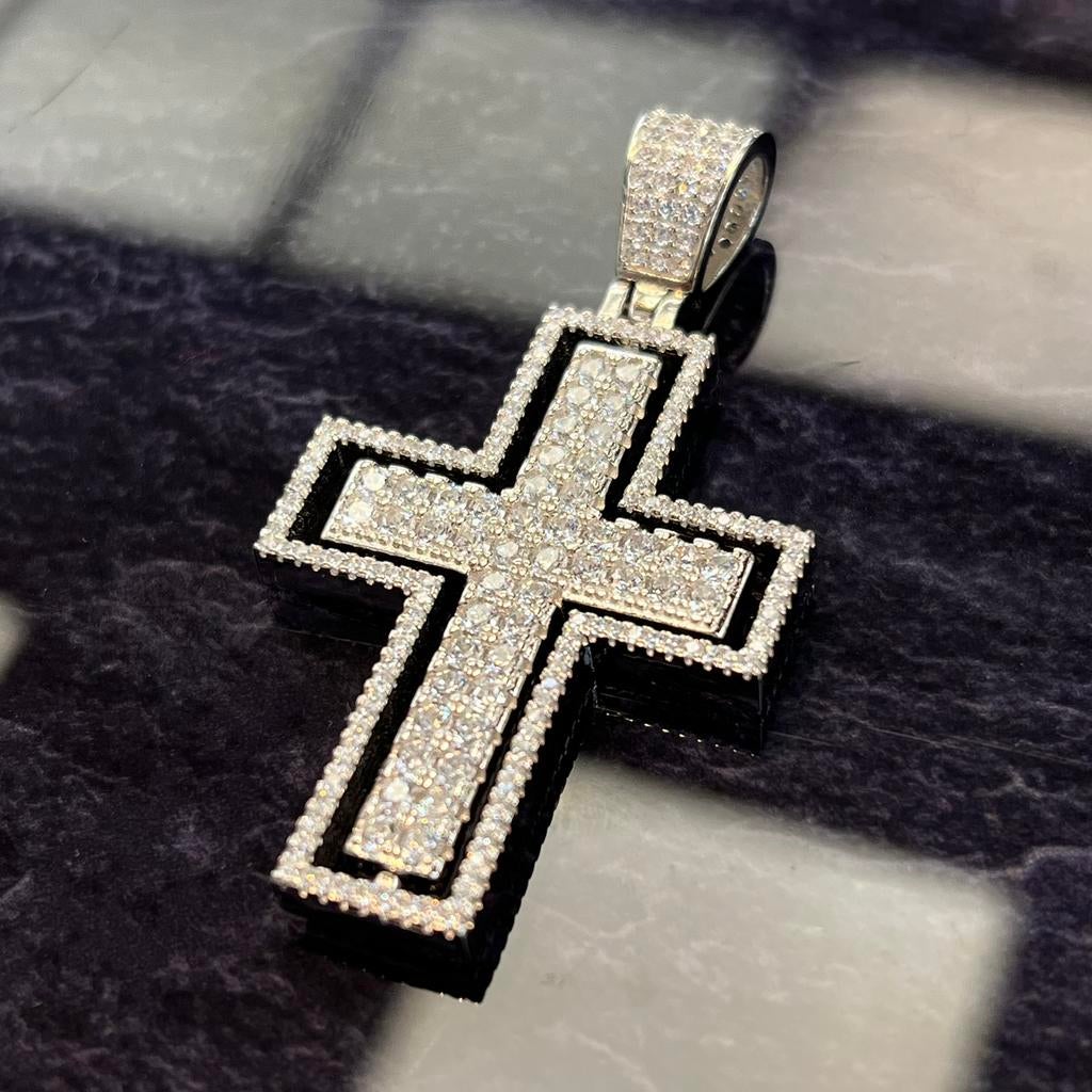 Zilveren kruis kettinghanger silver 925, Ophalen of Verzenden, Zo goed als nieuw, Goud, Kruis of Symbool