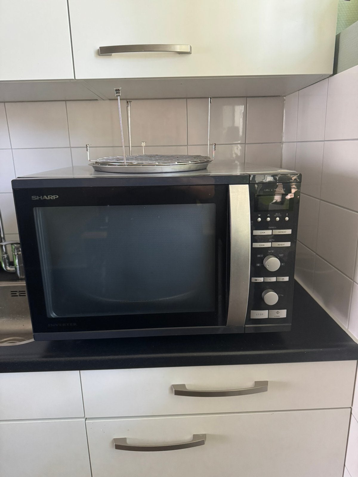Sharp R-941(BK)W Inverter Combimagnetron, Ophalen, Minder dan 45 cm, Draaiplateau, Hete lucht