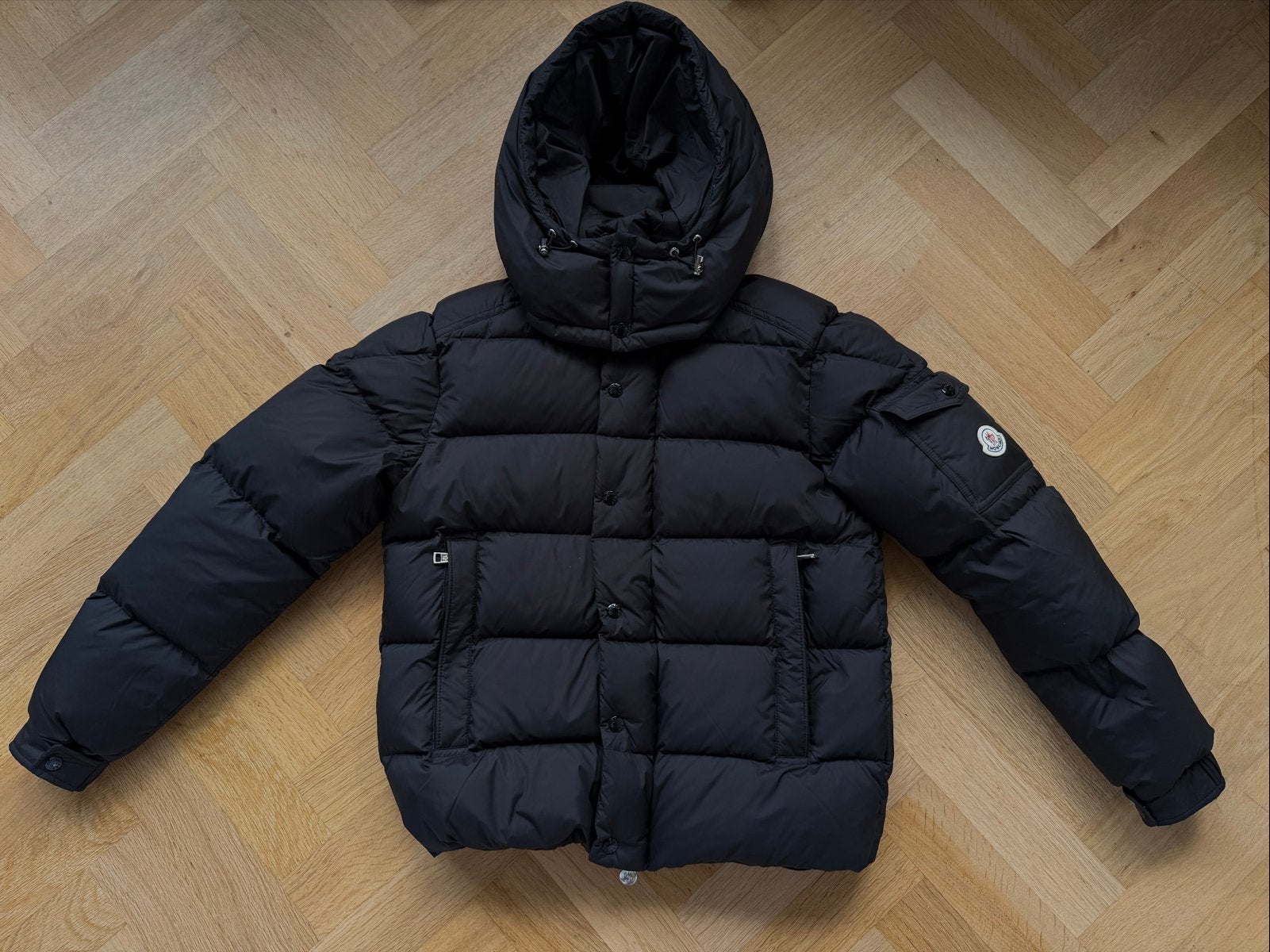 Moncler Heren Jas Zwart - Maat 1 (Zo goed als nieuw), Ophalen of Verzenden, Zo goed als nieuw, Maat 46 (S) of kleiner, Zwart