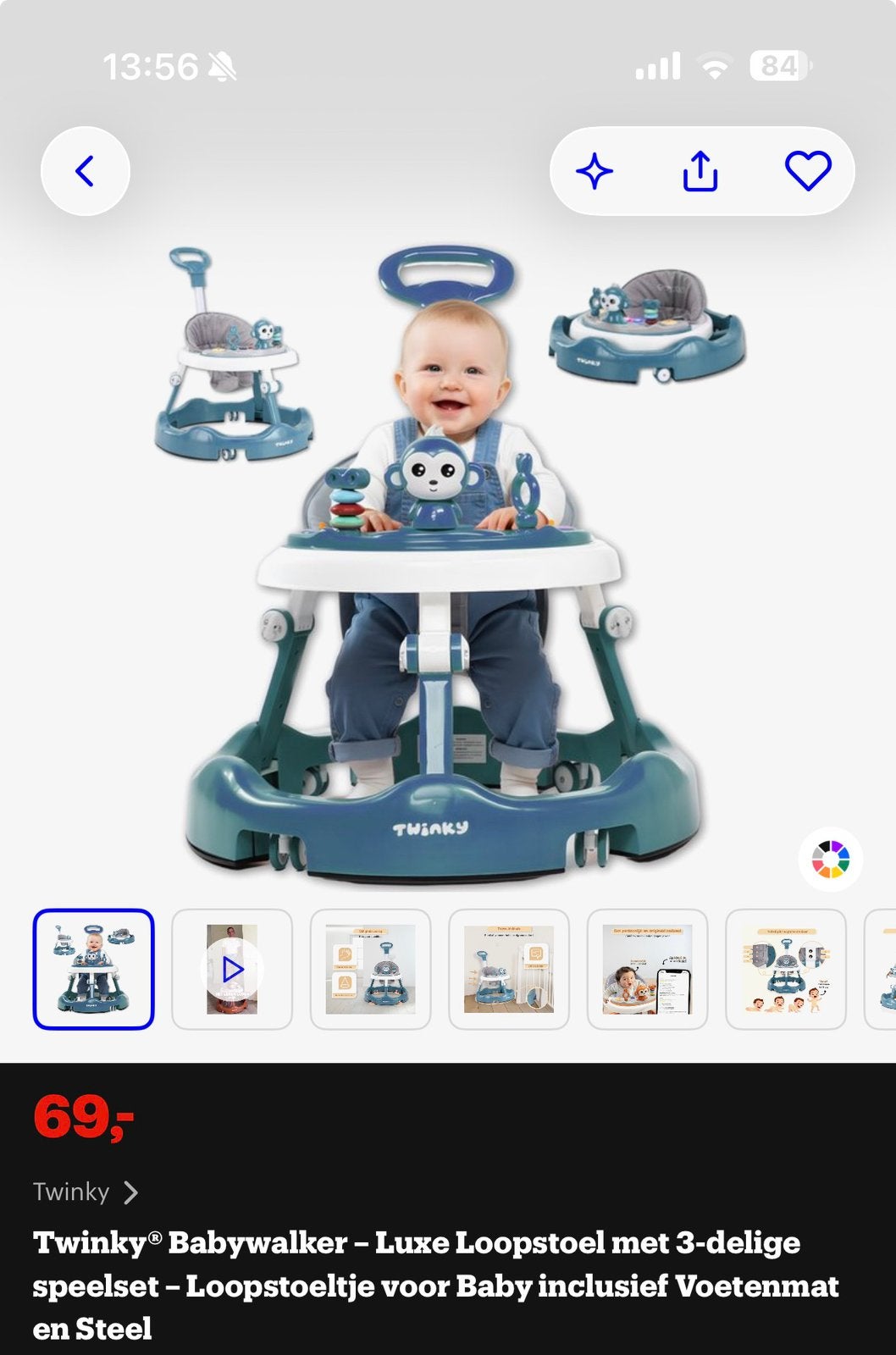Twinky Luxe baby Loopstoel, Ophalen of Verzenden, Zo goed als nieuw