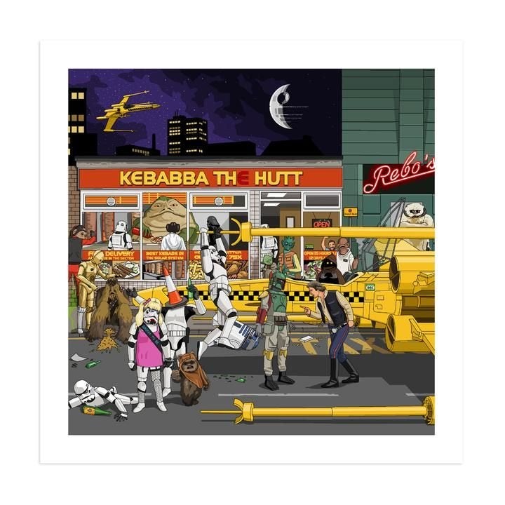 Jim’ll Paint It Print Kebabba The Hutt Star Wars 50x50, Huis en Inrichting, Woonaccessoires | Schilderijen, Tekeningen en Foto's