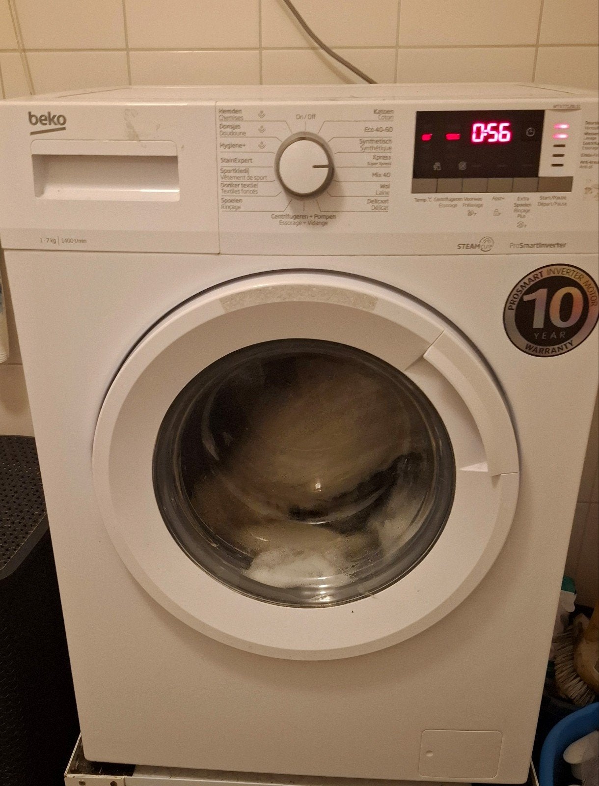 Beko WTV7712BLS1 - SteamCure - Wasmachine, Ophalen, Gebruikt, Minder dan 85 cm, Voorlader
