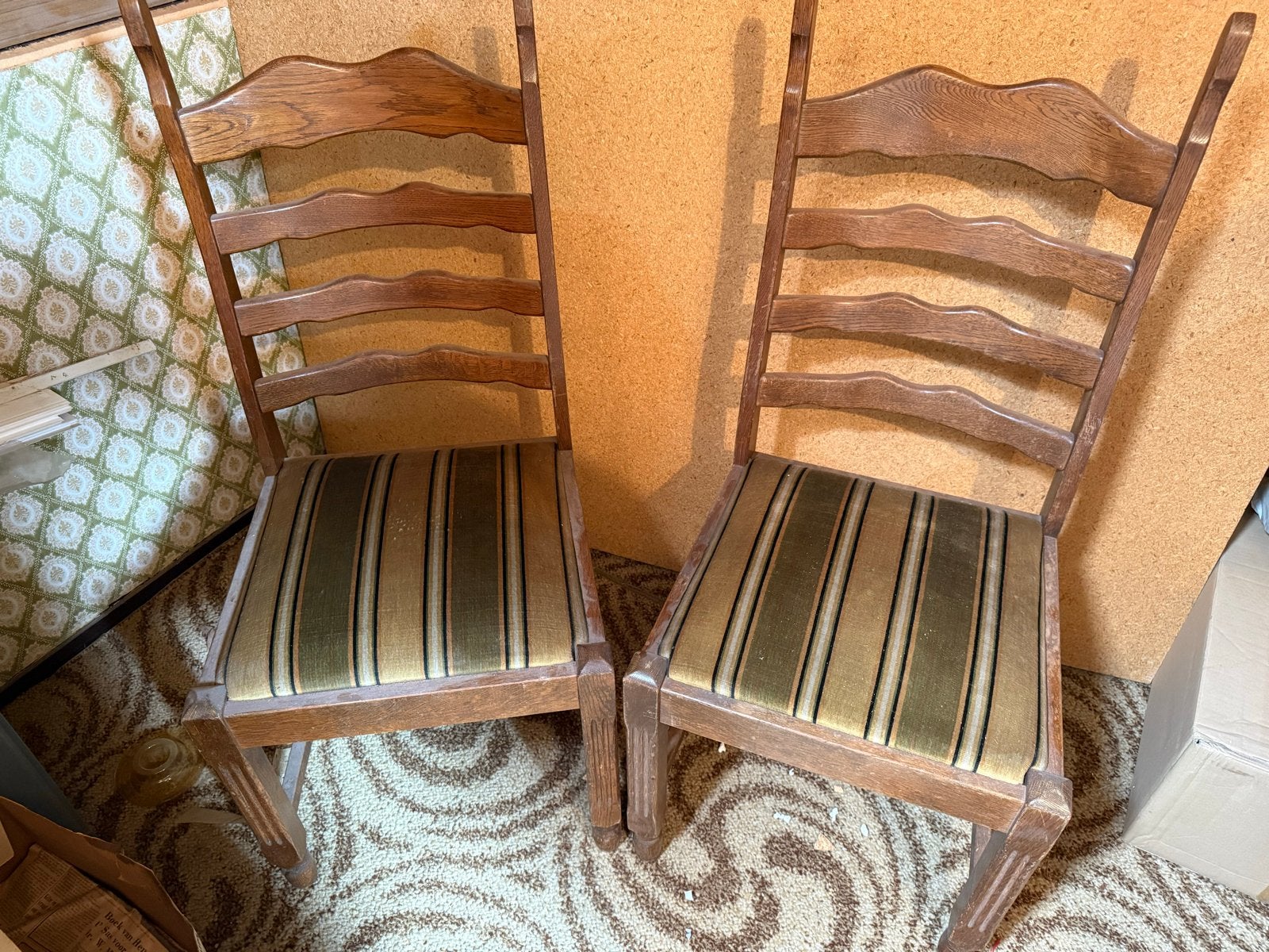 Set 2 Vintage Eiken Stoelen-sfeervol/Ladderback/Landelijk, Ophalen