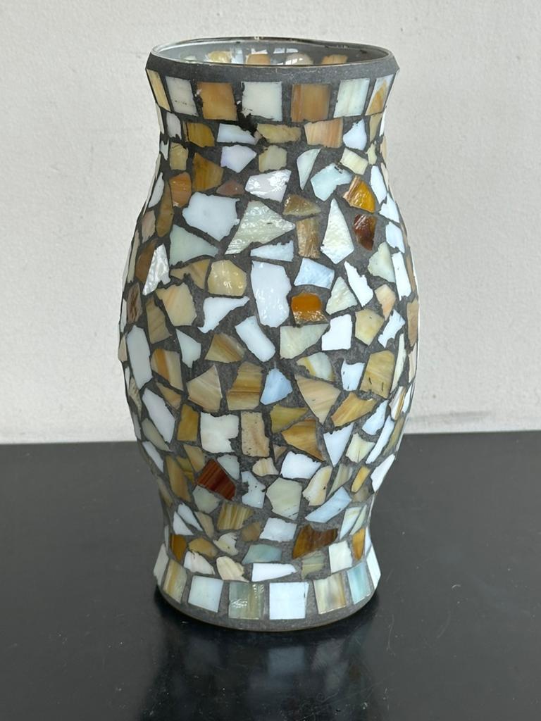 Vintage groot Glas mozaïek Windlicht, Antiek en Kunst, Ophalen of Verzenden