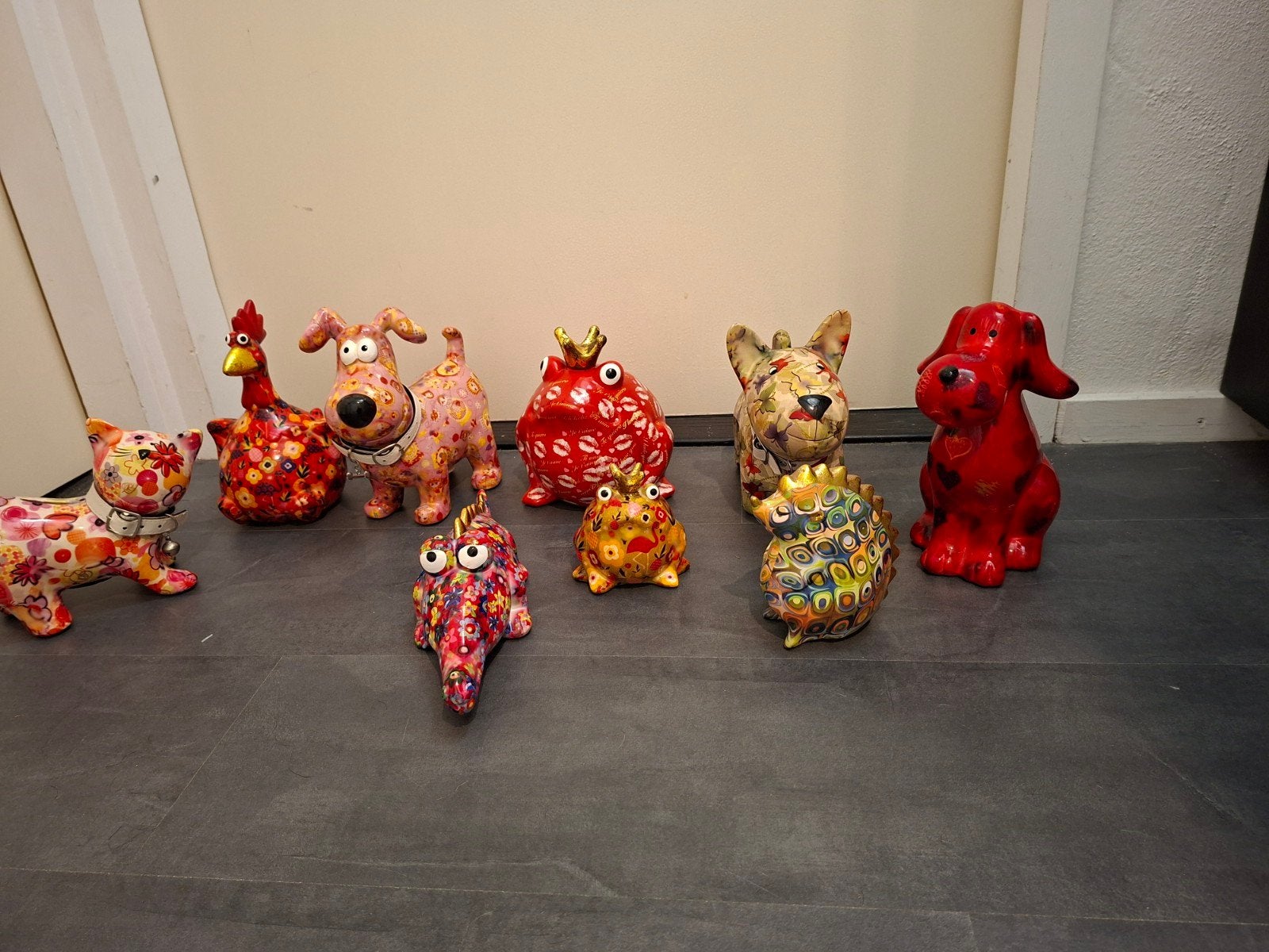 9 spaarpotten ( 8x pomme pidou)€10,00 per stuk., Ophalen of Verzenden, Zo goed als nieuw, Steen, Aardewerk of Keramiek, Dier