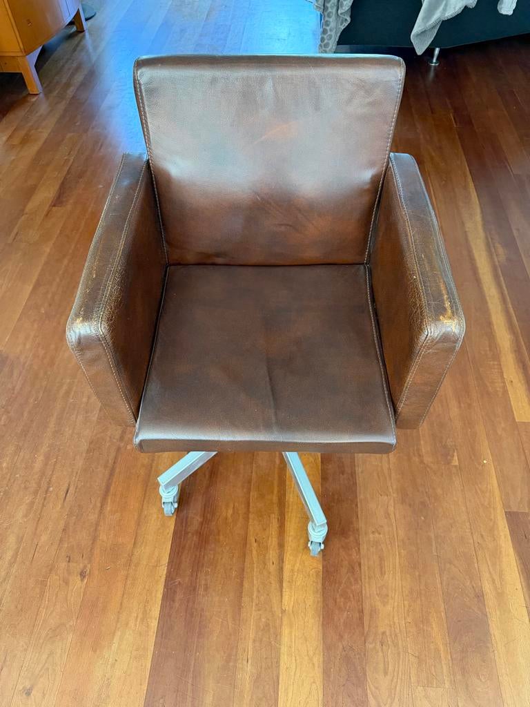Lensvelt AVL Office Chair - Bruin Leder - Joep van Lieshout, Ophalen, Gebruikt, Bruin, Bureaustoel