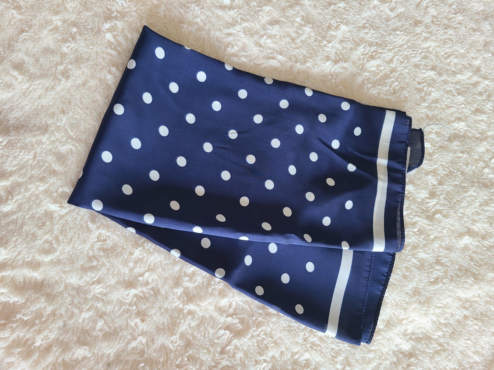 Vierkante sjaal 60x60 cm met blauwe polkadot print, Ophalen of Verzenden
