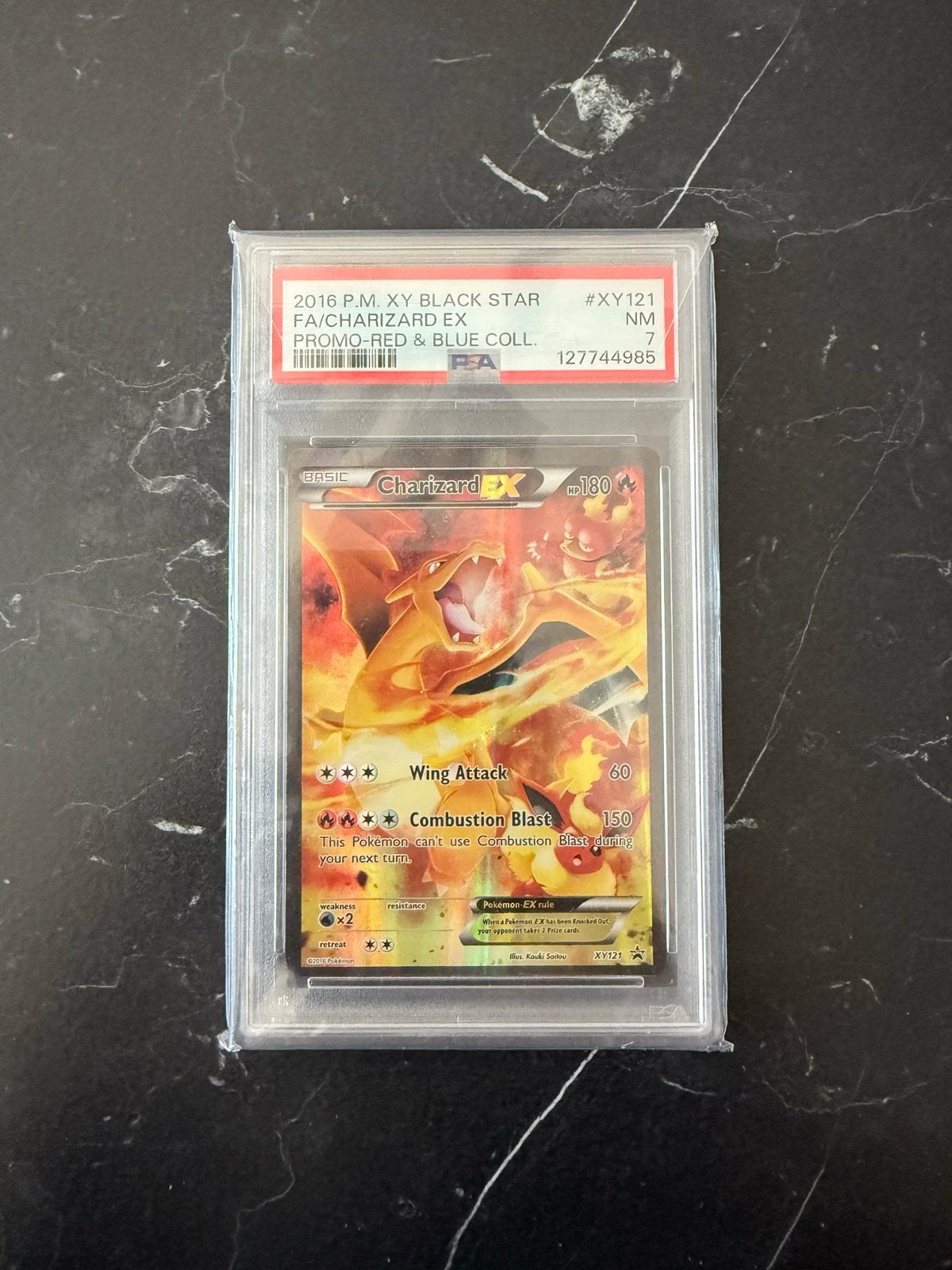 Charizard EX XY121 PSA 7 - Zeldzame Pokémon kaart, Ophalen, Zo goed als nieuw, Losse kaart