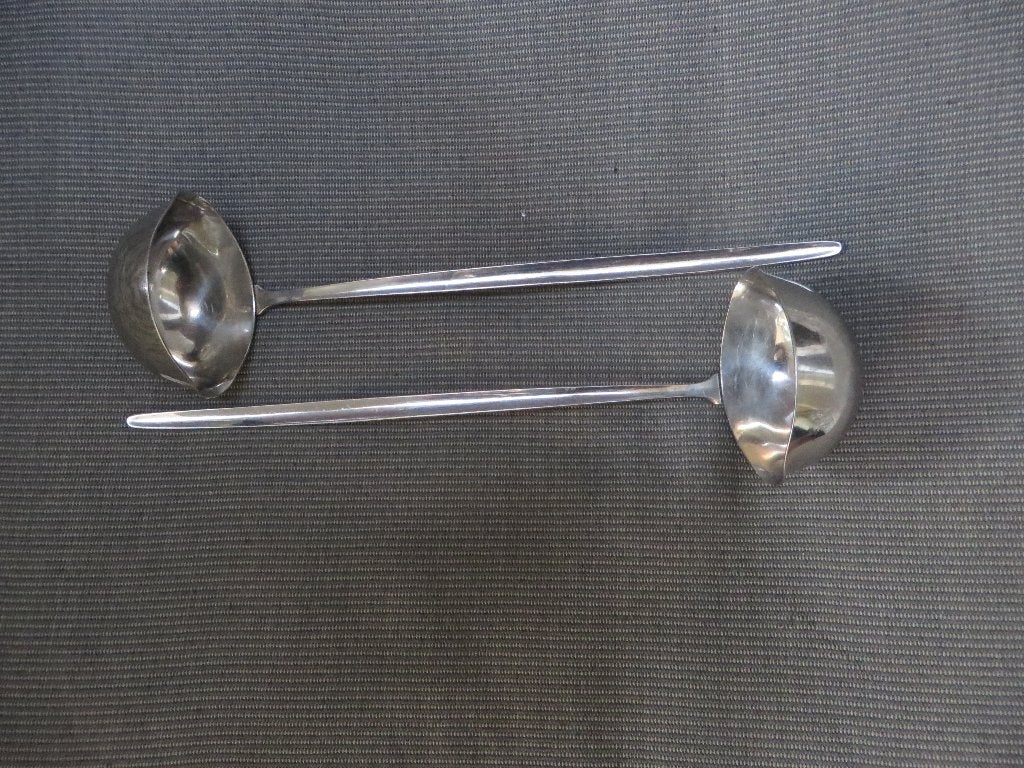 Saus opschep lepels, Hackman, rvs, Fins design bestek, Gebruikt, Ophalen of Verzenden, Rvs of Chroom, Overige merken
