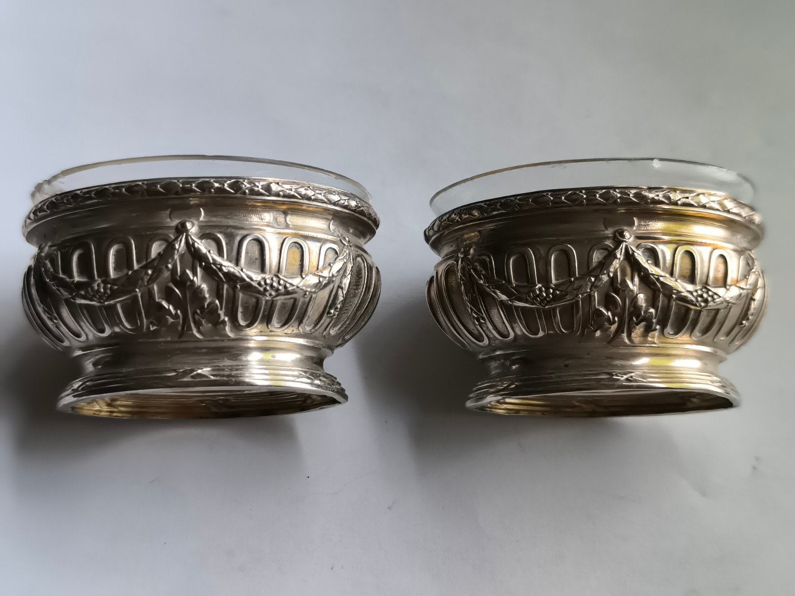 1e gehalte zilver zoutvaatjes 19e eeuw Frankrijk, Ophalen of Verzenden, Zilver
