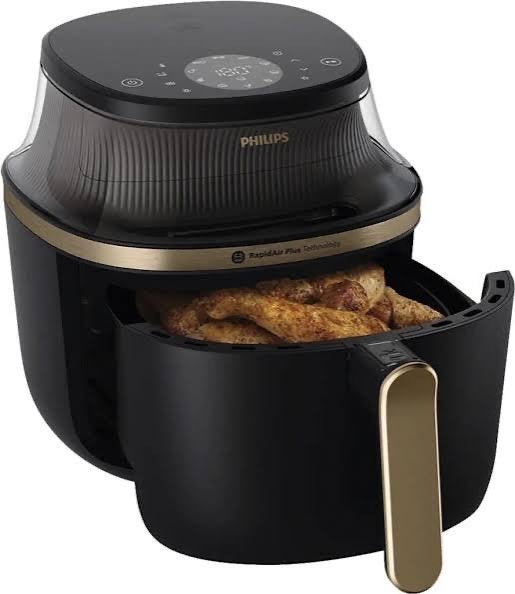 Philips Airfryer XXL NA332/00 - 6.2L - Zwart/Goud, Ophalen of Verzenden, Zo goed als nieuw, Airfryer XXL, 1500 gram of meer
