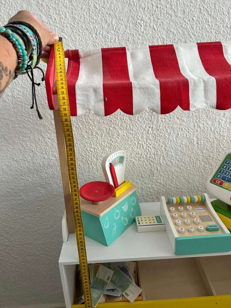 Leuk houten Winkeltje met boodschappen kassa weegschaal, Kinderen en Baby's, Speelgoed | Houten speelgoed, Ophalen, Gebruikt