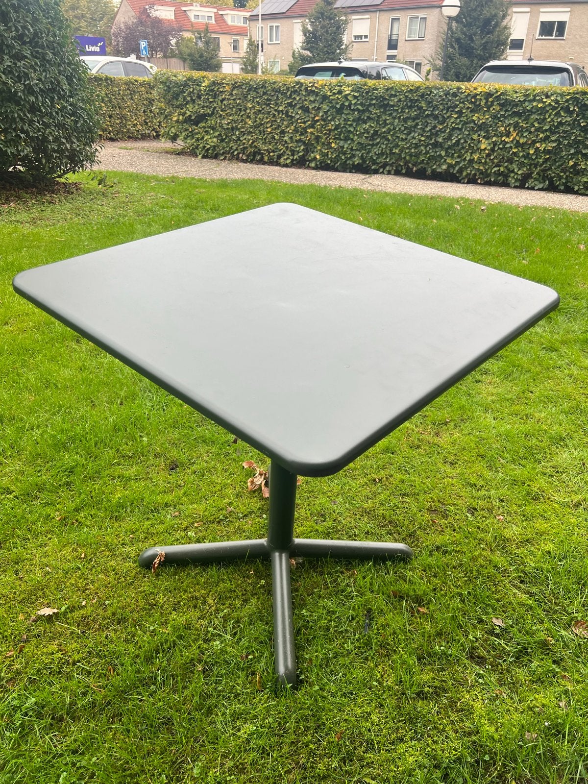 Groene vierkante tuintafel, 70x70x75, Tuin en Terras, Ophalen, Gebruikt, Vierkant, Metaal