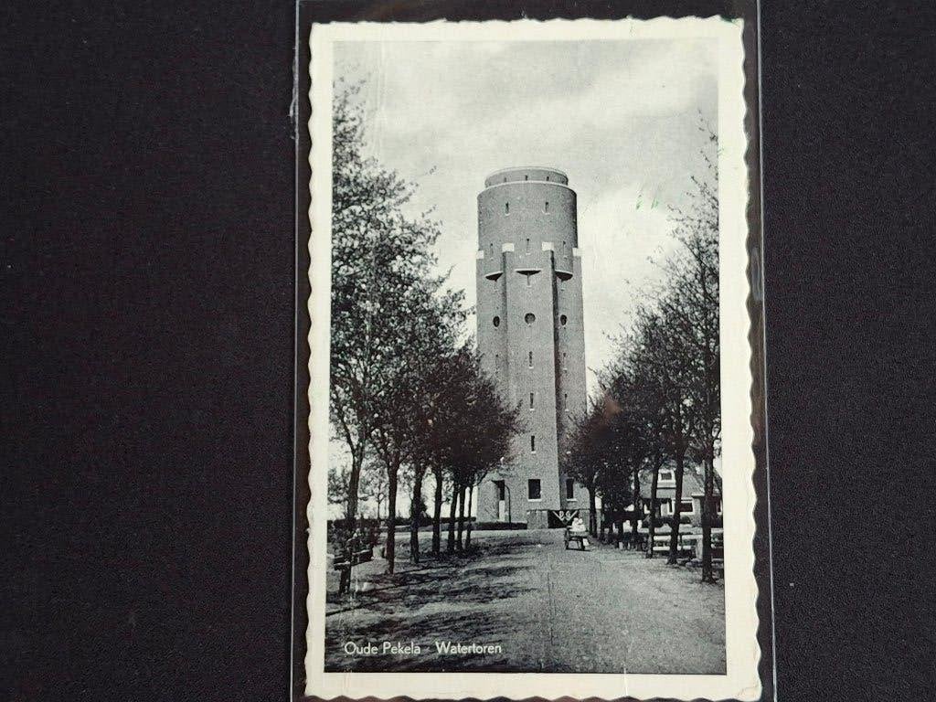 Oude Pekela - Watertoren - Ansichtkaart 1949, Verzamelen, Ophalen of Verzenden, 1940 tot 1960, Gelopen, Groningen