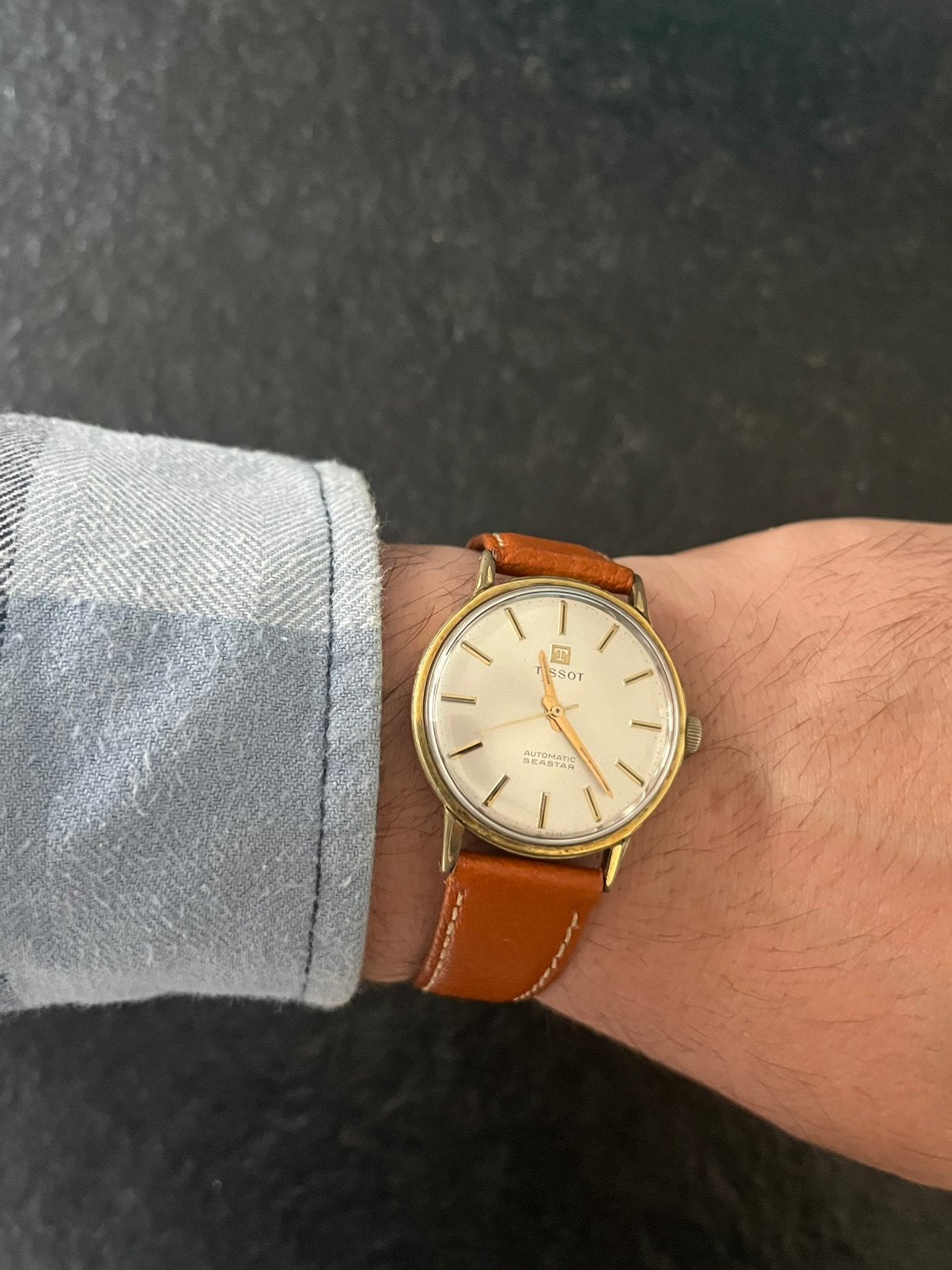 Tissot Seastar Seven automatisch heren horloge, Overige merken, Leer, Polshorloge, Ophalen of Verzenden