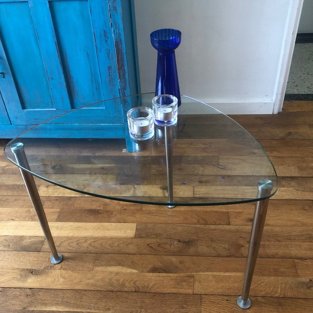 Salontafeltje  glas Vintage Design, Huis en Inrichting, Tafels | Salontafels, Ophalen, Minder dan 50 cm, Gebruikt, 50 tot 100 cm