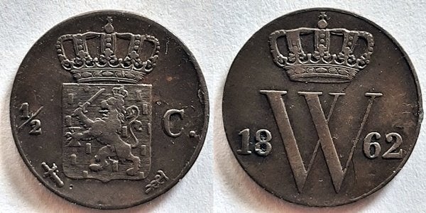 Halve cent 1862, Verzenden, Koning Willem III, Overige waardes