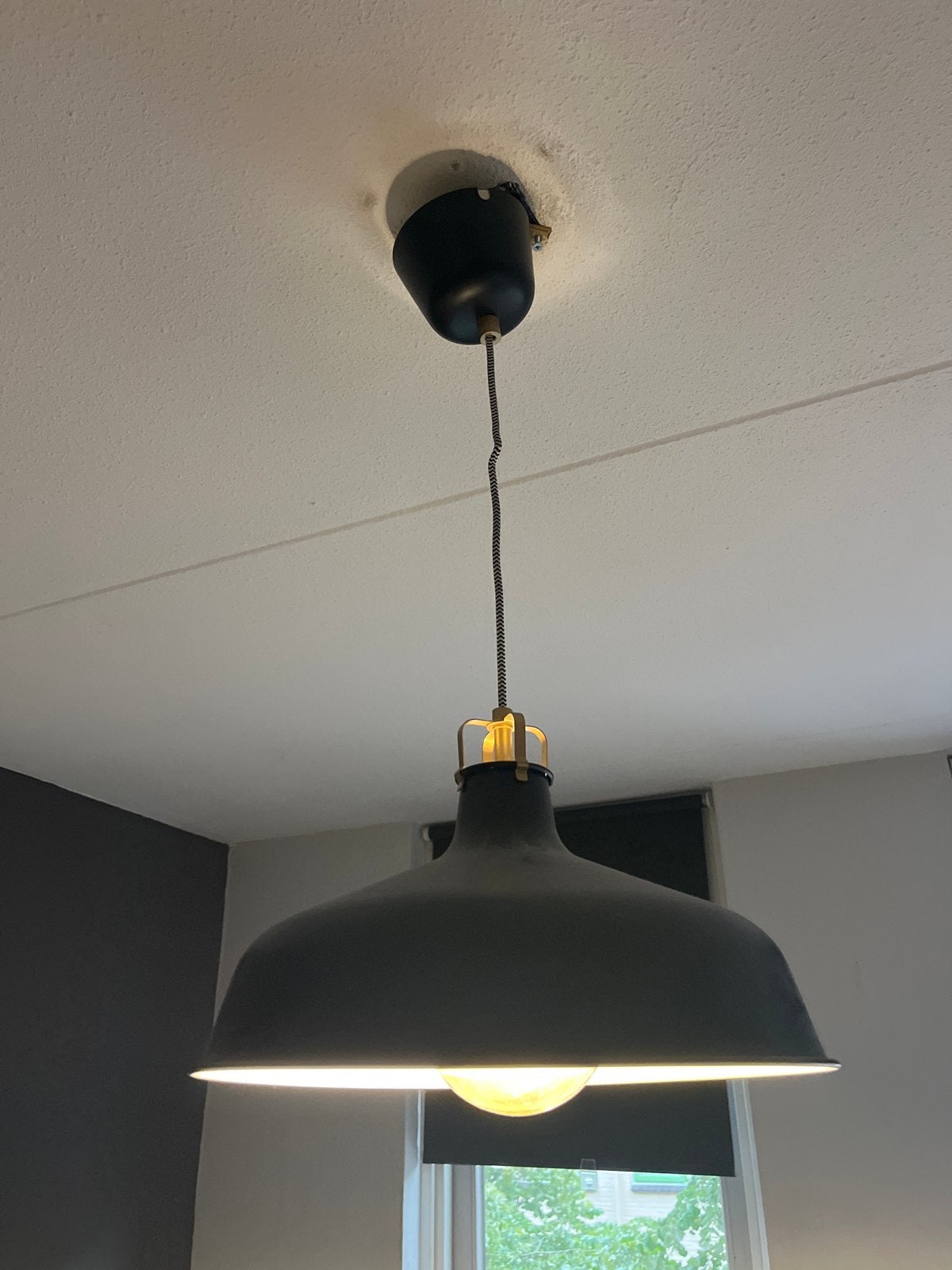 Zwarte industriële hanglamp, Ophalen, Zo goed als nieuw, Metaal, 75 cm of meer