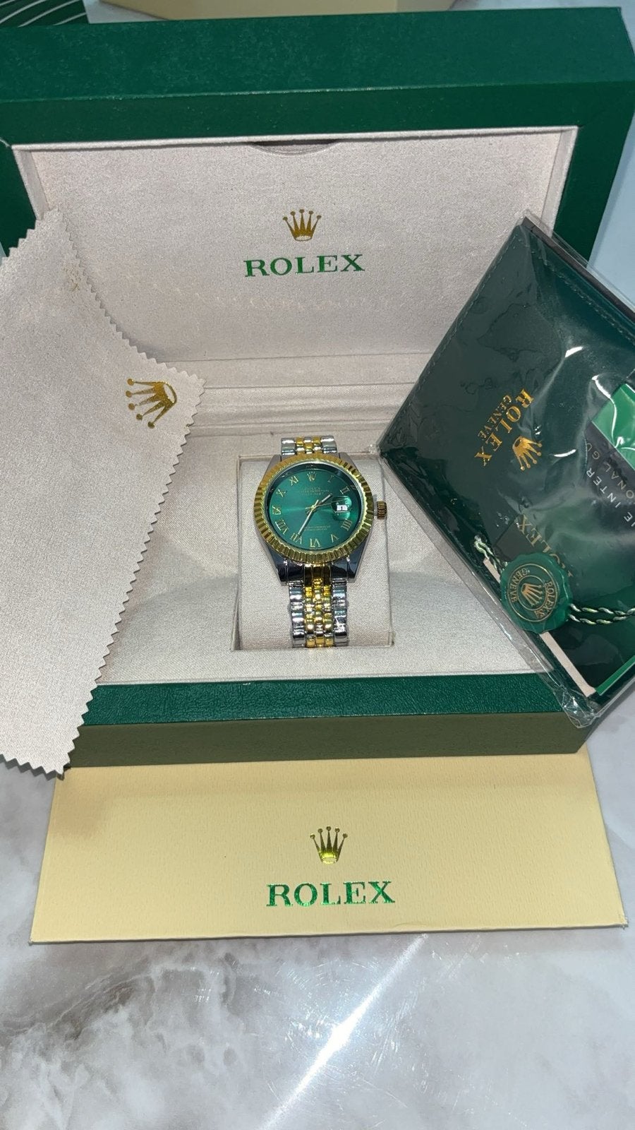 Rolex Datejust Horloge - Groene Wijzerplaat, Staal/Goud, Polshorloge, Ophalen of Verzenden, Zo goed als nieuw, Rolex