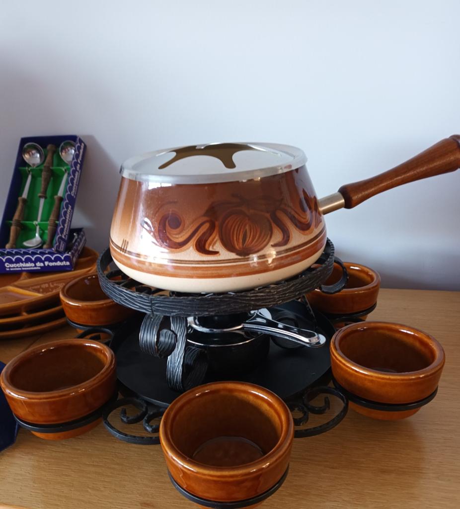 Vintage Fondue Set - Compleet met Accessoires, Witgoed en Apparatuur, Fonduesets, Ophalen, Zo goed als nieuw, Brander, Fondueset