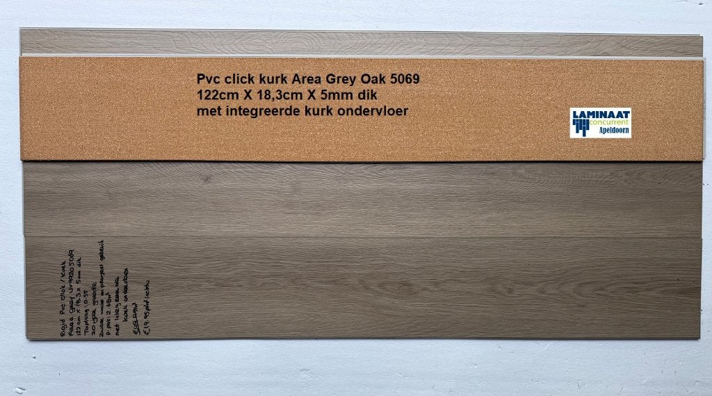 Pvc click Grey Oak met integreerde kurk ondervloer €19,95m2, 75 m² of meer, Nieuw, Pvc click kurk grey oak, Ophalen of Verzenden