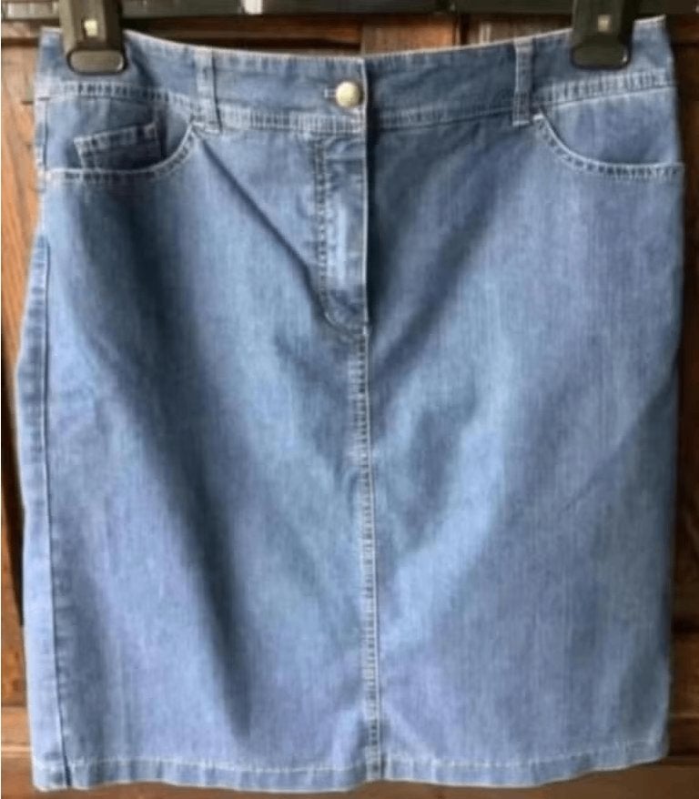 Blauwe denim stretch rok, damesrok; Gerry Weber; taille 46 c, Kleding | Dames, Grote Maten, Ophalen of Verzenden, Zo goed als nieuw