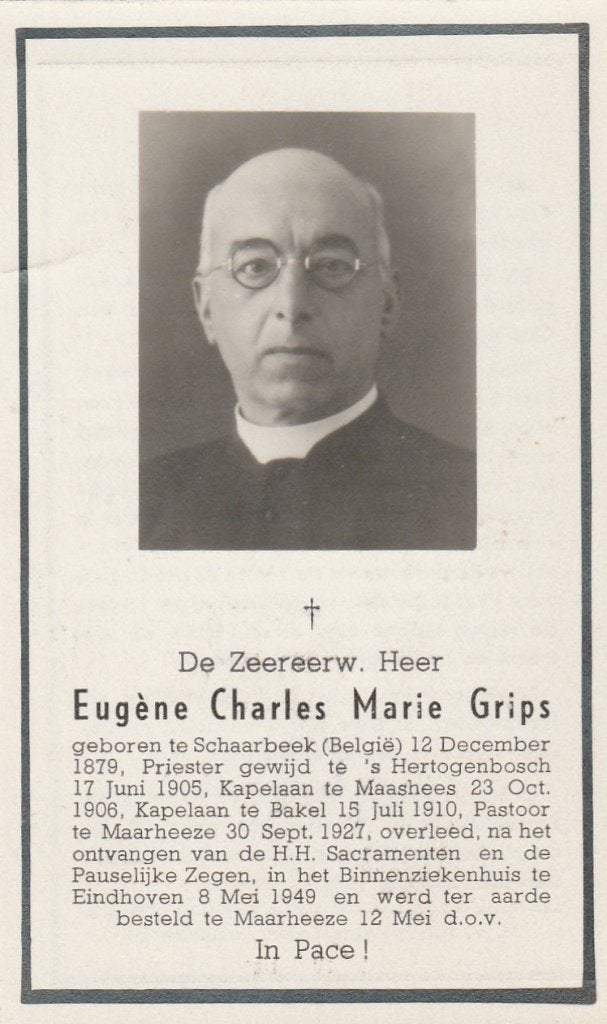 priester grips-den bosch 1949, Ophalen of Verzenden, Bidprentje