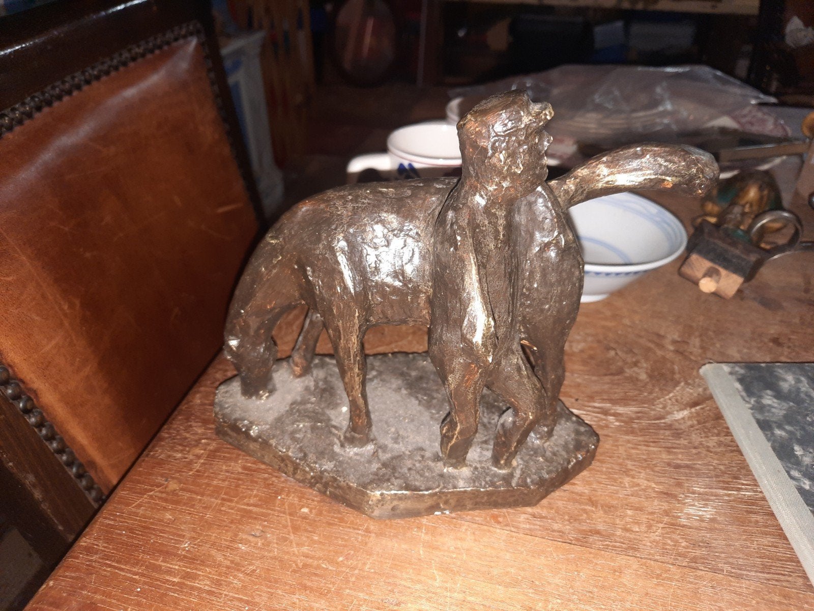 Beeld paard van ome loek, Antiek en Kunst, Ophalen of Verzenden, Gepatineerd, 20 - 50 cm, Scène