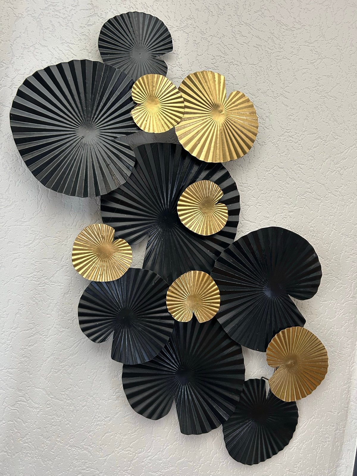 Prachtige Wanddecoratie Zwart Goud - Modern Design, Ophalen, Metaal, Wandsculptuur, Zwart