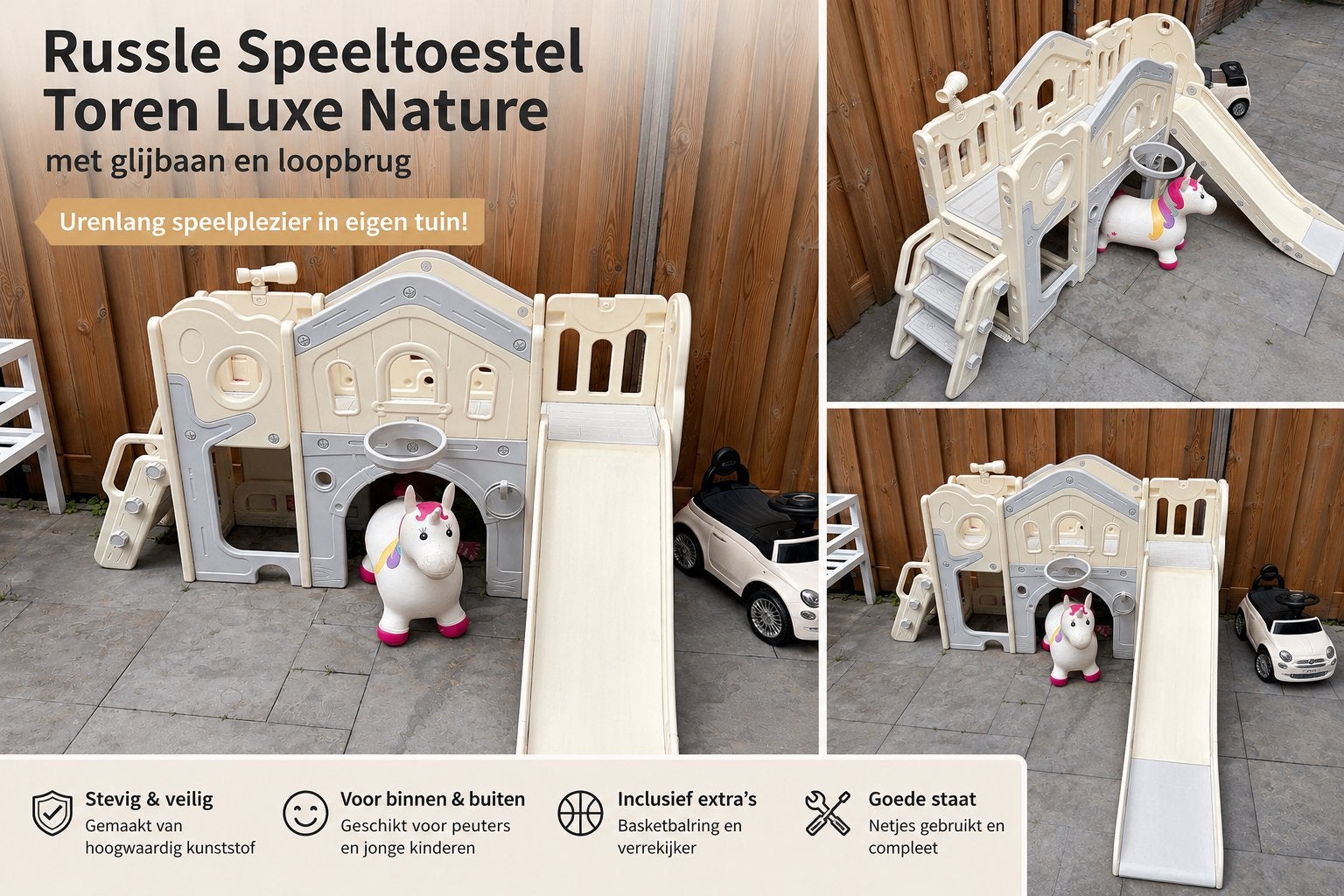Russle Speeltoestel Toren Luxe Nature, Ophalen, Zo goed als nieuw, Glijbaan