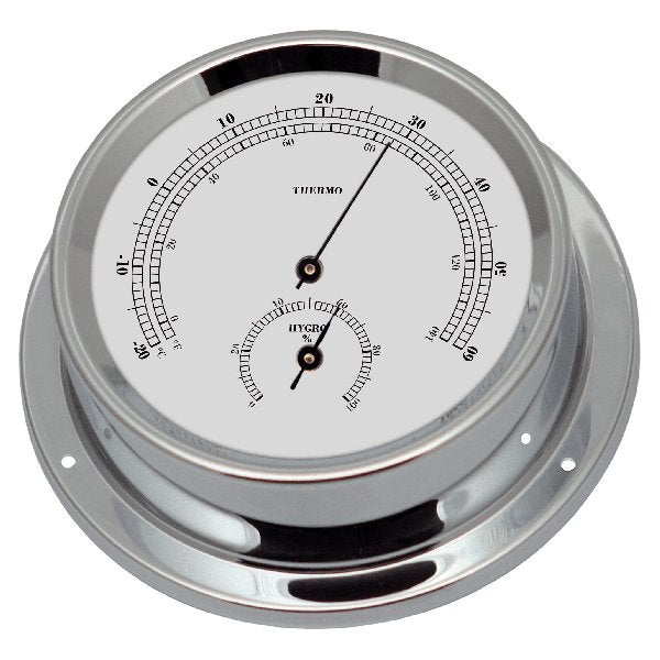 Te koop Thermo-hygrometer verchroomd 125/100mm, Watersport en Boten, Ophalen of Verzenden, Nieuw, Interieur en Kussens