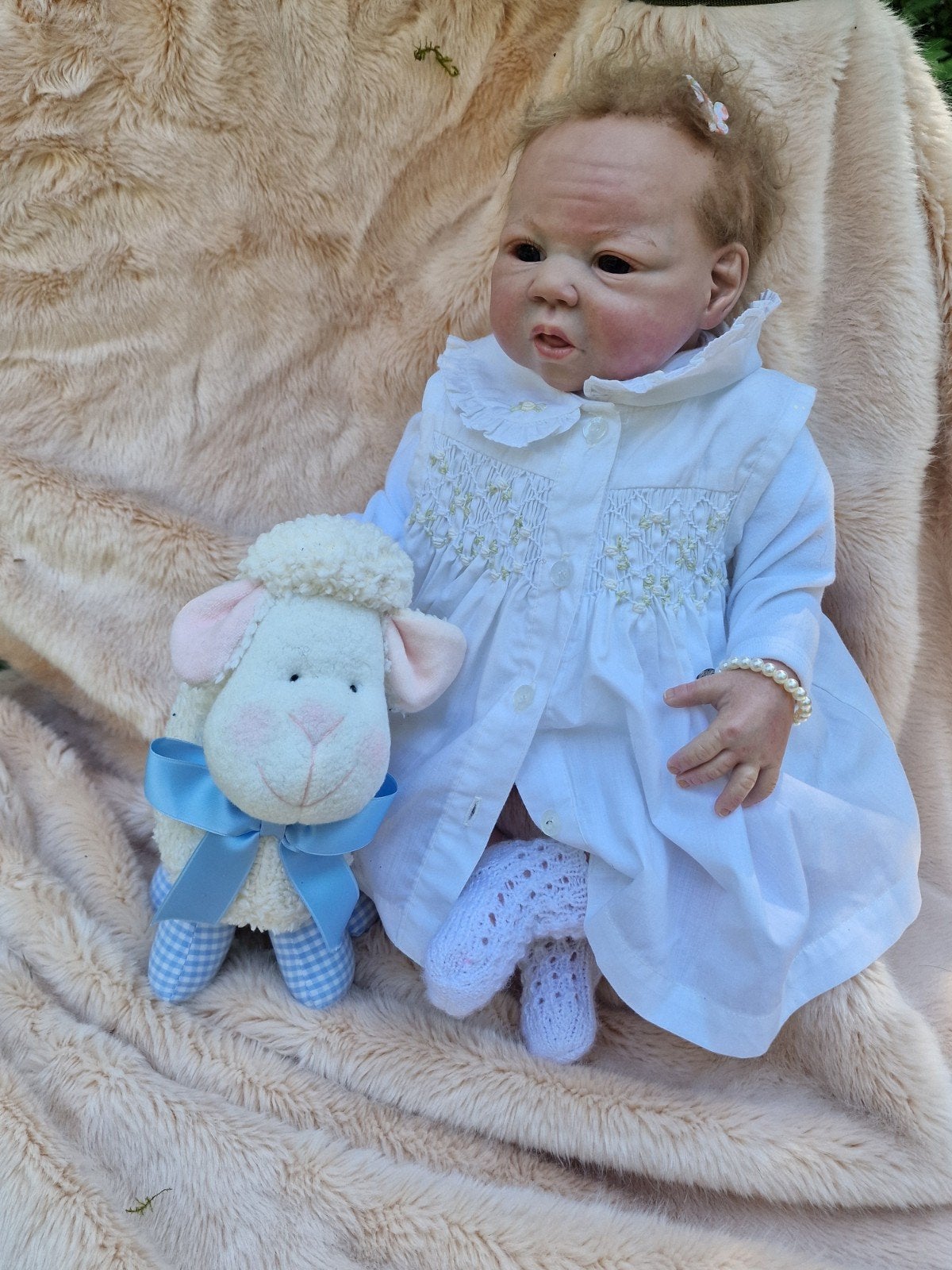 Realistische Reborn Babypop Mincke met Kleding, Ophalen of Verzenden, Zo goed als nieuw, Babypop