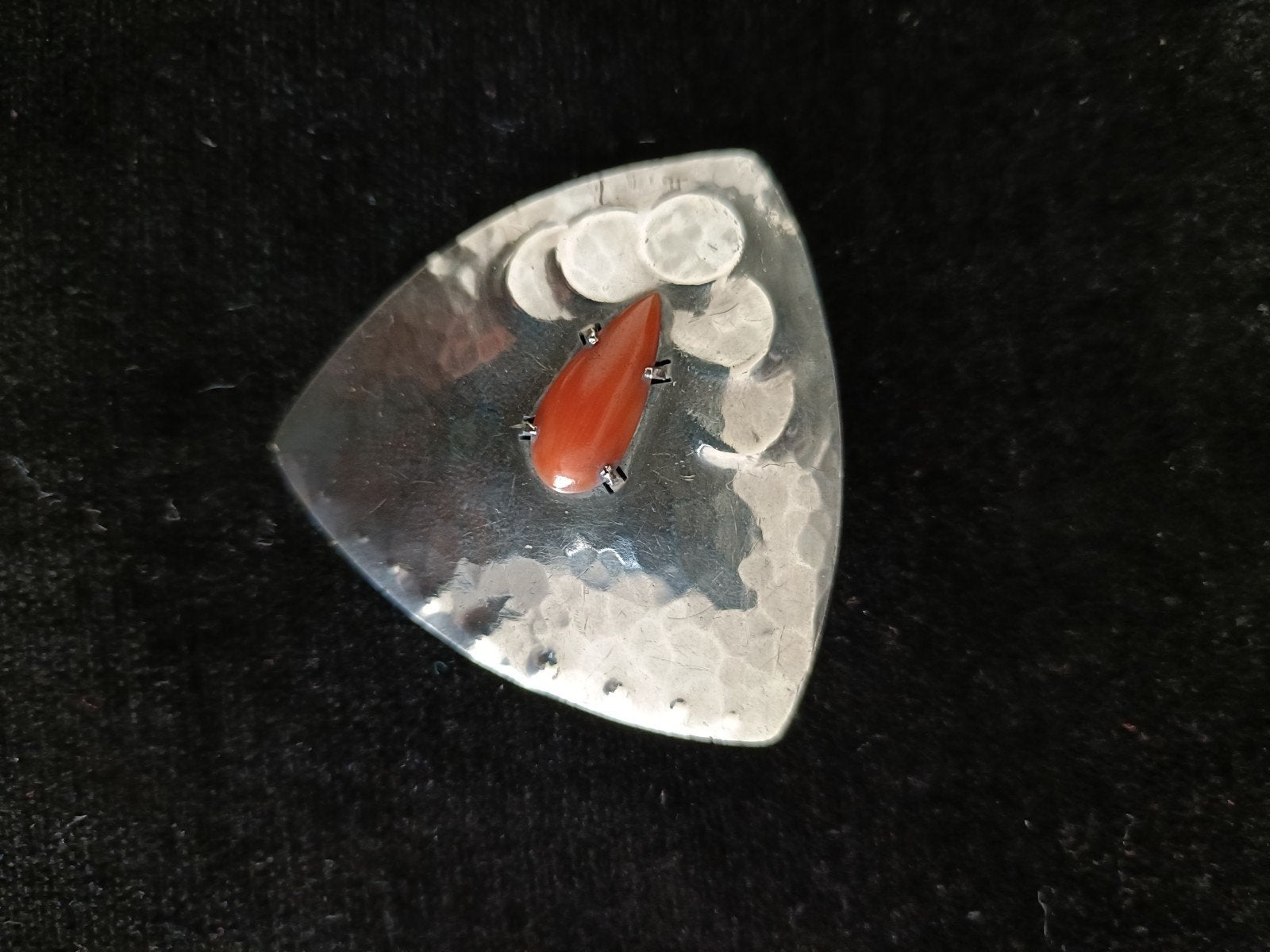 Prachtige Amsterdamse School Broche - Zilver & Bloedkoraal, Ophalen of Verzenden, Zilver, Zilver