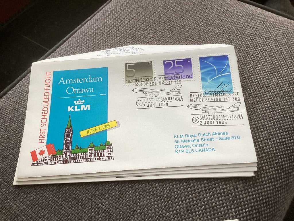 No2595 KLM Amsterdam Ottawa 2-6-1989 klein formaat, Ophalen, Onbeschreven, Nederland