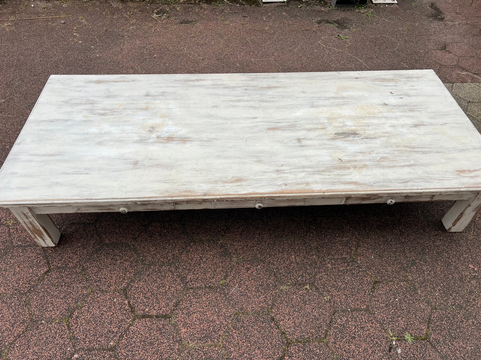 Prachtige geleefde houten tafel met 3 lades – 235 cm lang, Ophalen