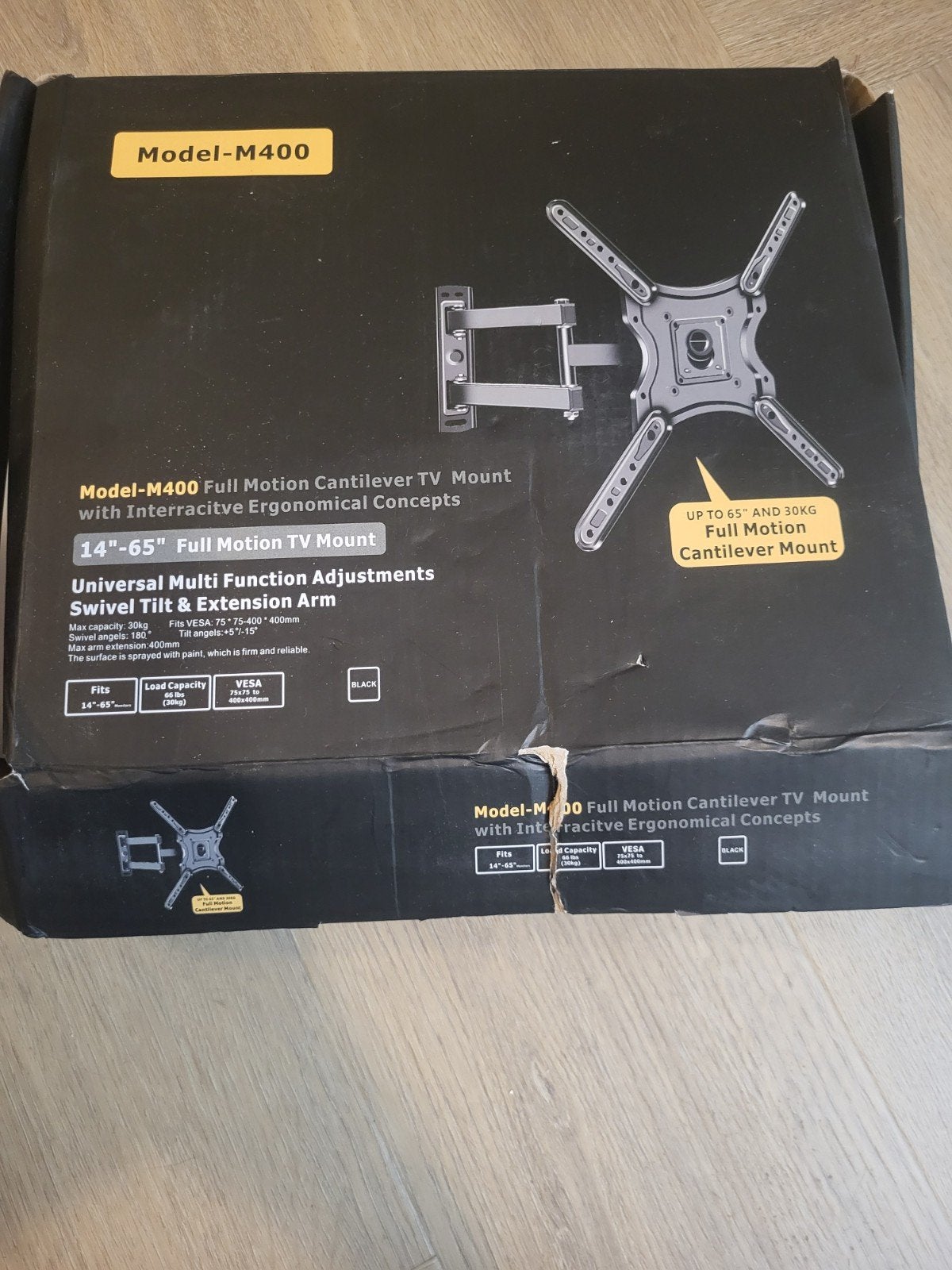 TV Muurbeugel Model-M400 - 14-65 inch, Draaibaar/Kantelbaar, Audio, Tv en Foto, Televisiebeugels, Ophalen, Zo goed als nieuw