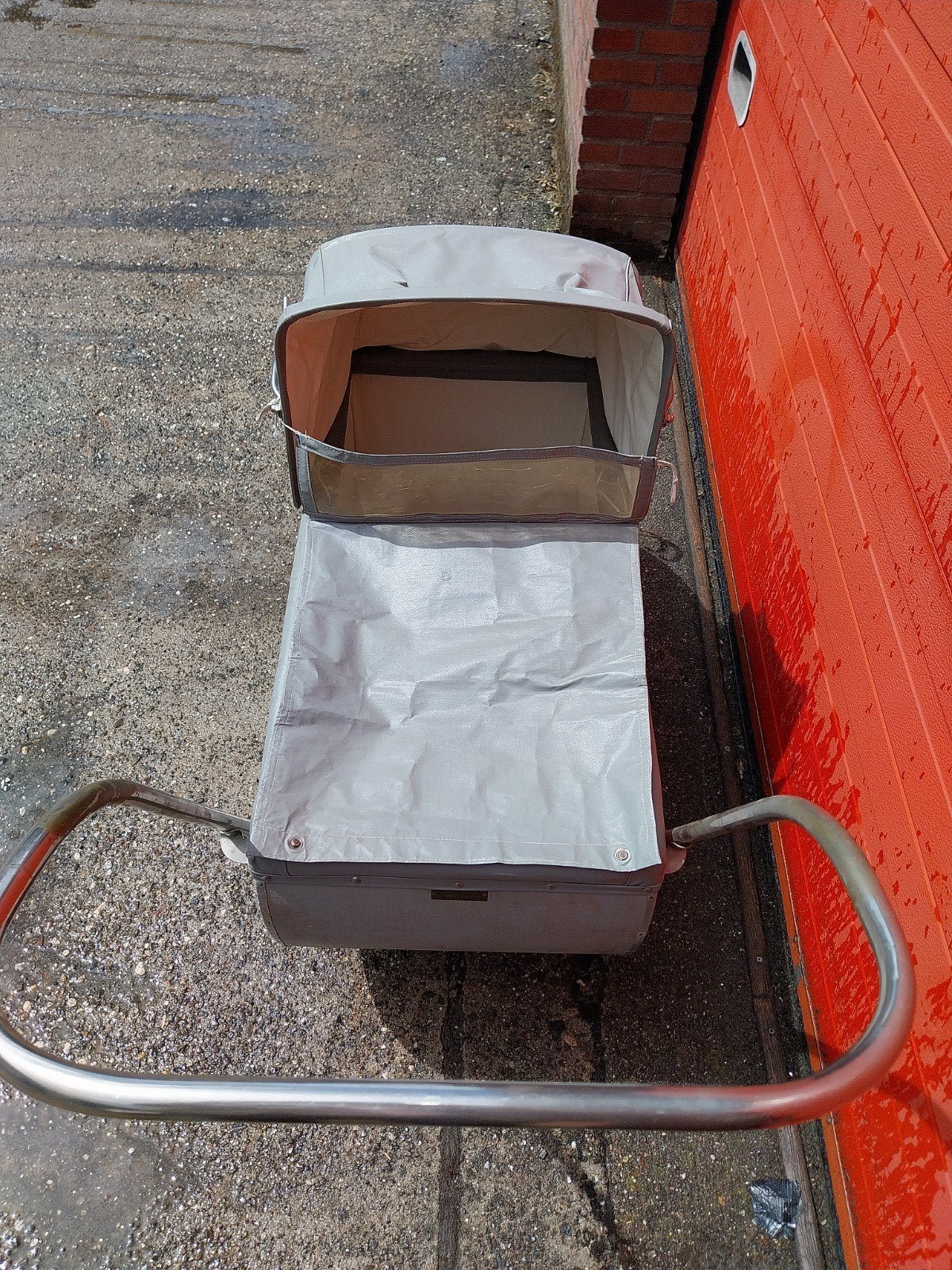Vintage Kinderwagen Jaren '50 - Grijze Houten Bak, Kinderen en Baby's, Kinderwagens en Combinaties, Ophalen