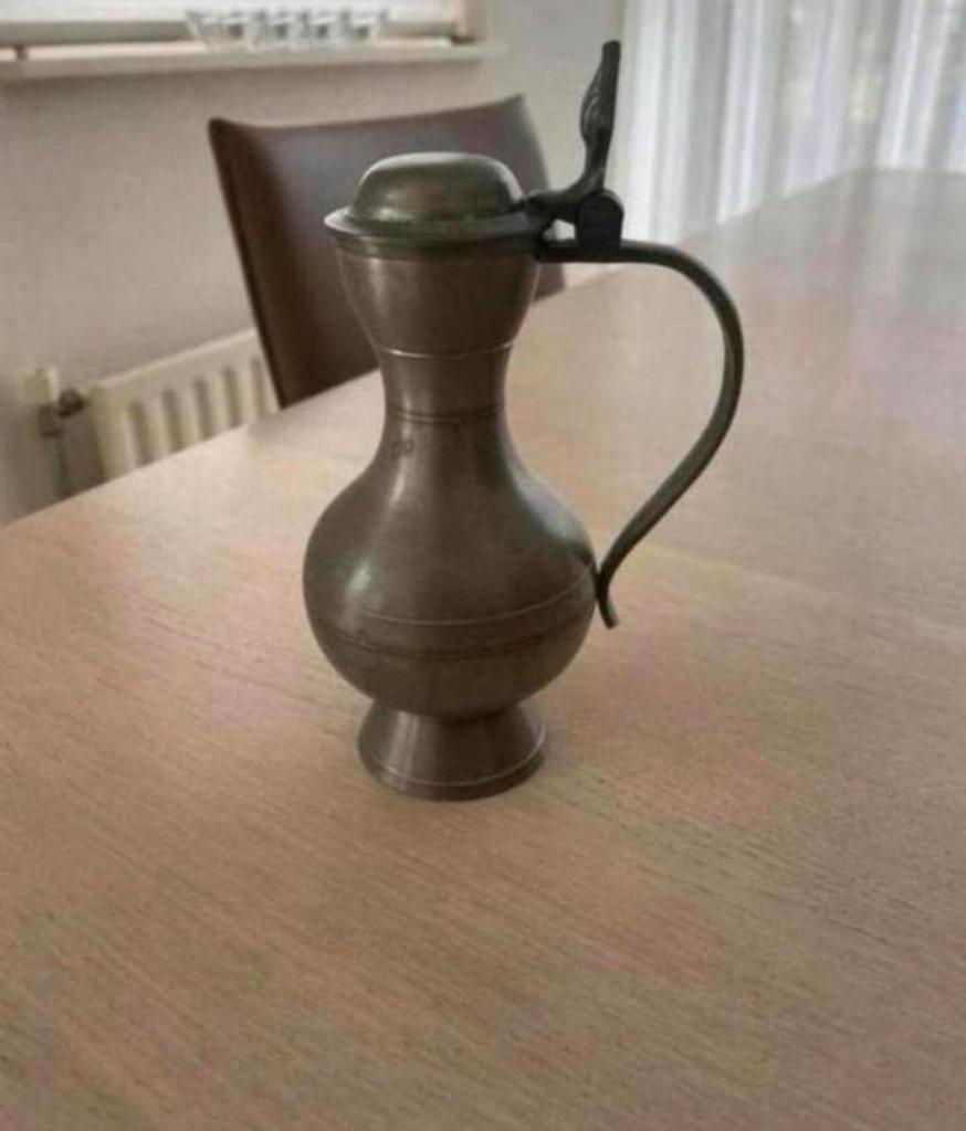 Tinnen kannetje 15 cm hoog tin 92%, Ophalen of Verzenden