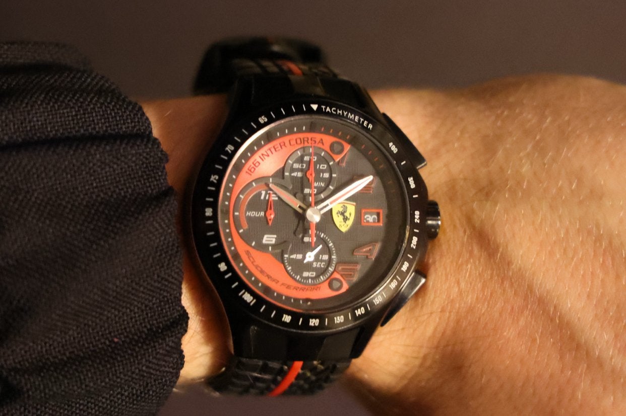 Scuderia Ferrari Horloge roestvrije stale kast rubber band, Ophalen of Verzenden, Gedragen