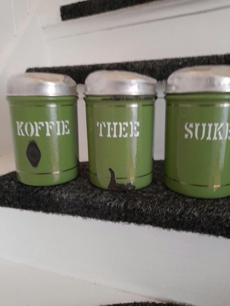 3x voorraadbussen emaille, Ophalen